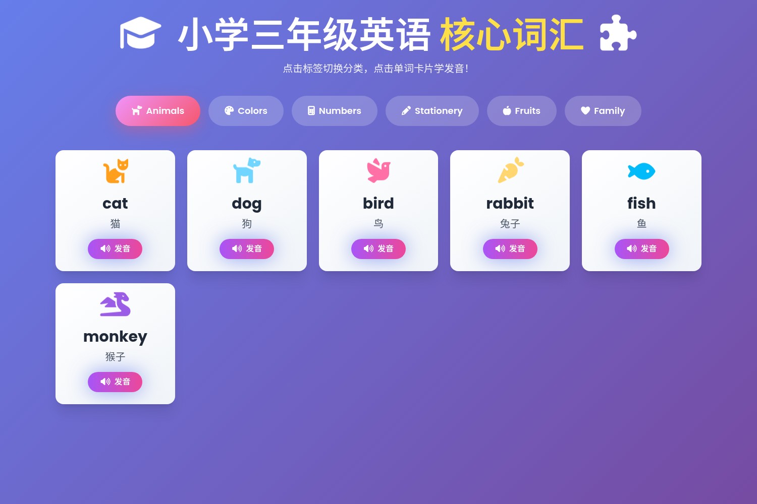 小学3年级英语核心词汇